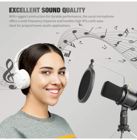 USB Microphone, Professional Condenser Computer PC Mic with Tripod Stand, Pop Filter, Shock Mount for Gaming, Streaming, Podcasting, YouTube, Voice Over, Skype, Twitch, Compatible with Laptop Desktop USB Microphone, Professional Condenser Computer PC Mic with Tripod Stand, Pop Filter, Shock Mount for Gaming, Streaming, Podcasting, YouTube, Voice Over, Skype, Twitch, Compatible with Laptop Desktop