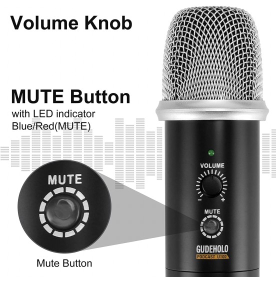 GUDEHOLO USB Microphone for Computer with Adjustment Arm Stand, Mute Button, USB Mic for Gaming, Podcast, Live Streaming, YouTube on PC, Fits for Windows & PC, not for Phone GUDEHOLO USB Microphone for Computer with Adjustment Arm Stand, Mute Button, USB Mic for Gaming, Podcast, Live Streaming, YouTube on PC, Fits for Windows & PC, not for Phone