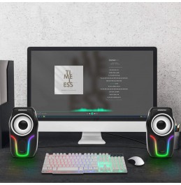 Computer Speakers,2.0 Stereo Volume Control Gaming Speakers with Surround Sound,6 RGB LED Backlit Effect,USB Powered Wired Laptop Speakers with 3.5mm for Desktop Computer/PC/Laptops(White) Computer Speakers,2.0 Stereo Volume Control Gaming Speakers with Surround Sound,6 RGB LED Backlit Effect,USB Powered Wired Laptop Speakers with 3.5mm for Desktop Computer/PC/Laptops(White)